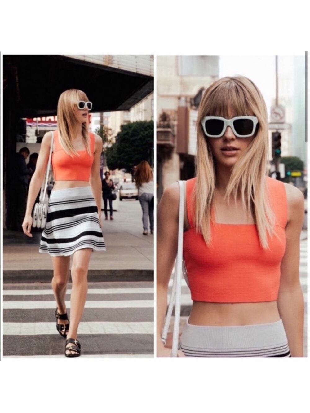 Square-Neck Orange Crop Top — Women’s Fitted Tank